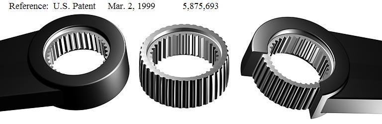 US Patent 5,875,693. Steel ring gear and the fiber reinforced composite housing