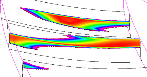 Computer simulation of double Novikov tooth contact