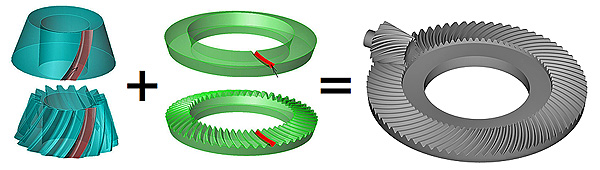 Sample use of 3d spiral bevel gear tooth surface