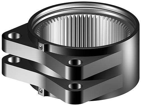 Ring gear is the most complex part of Curtiss-Wright Power Hinge (TM) flight control compound planetary gear actuator.