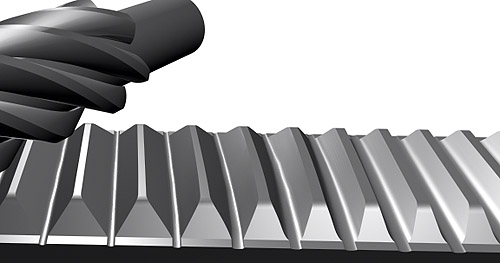 Variable ratio rack and pinion design.